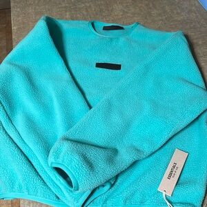 New Kids Fear of God Essentials Mint Leaf Polar Fleece Crew Neck Sweatshirt